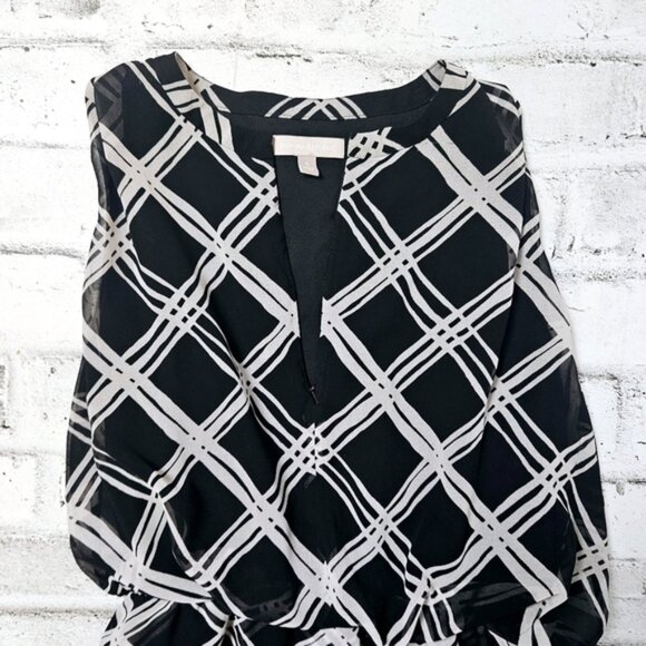 Banana Republic Chiffon Black and Grey Dress Zipper in the Front - Picture 8 of 10